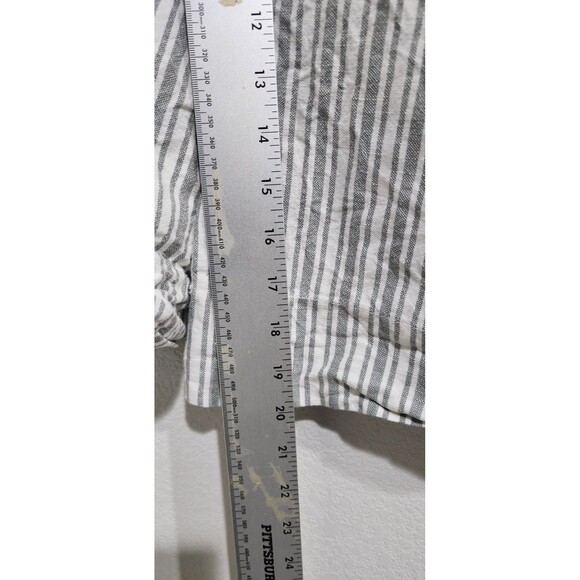 GAP Linen Cotton Blend Capri Striped Pants High Rise Line Sage - Size 6 - Picture 9 of 16